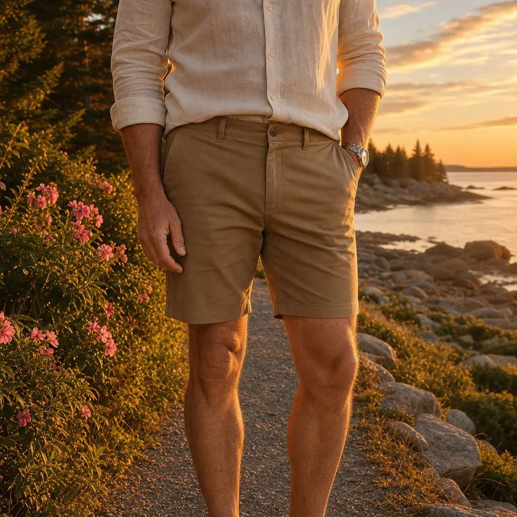 Khaki Men's Khaki Chino Shorts - Beckett Slim Fit Coastal - Front Full