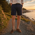 Men's Navy Chino Shorts — Jasper Flat-Front Tailored Coastal